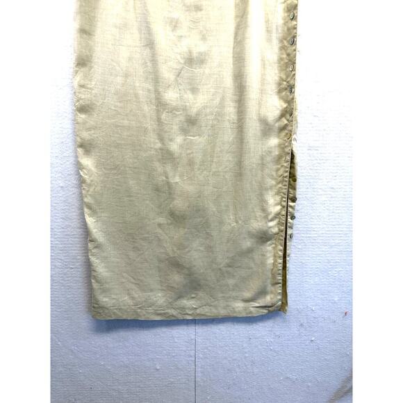 Cali Cali 100% Linen Lined Women Sleeveless‎ Midi Dress Boho Tan - Picture 3 of 10